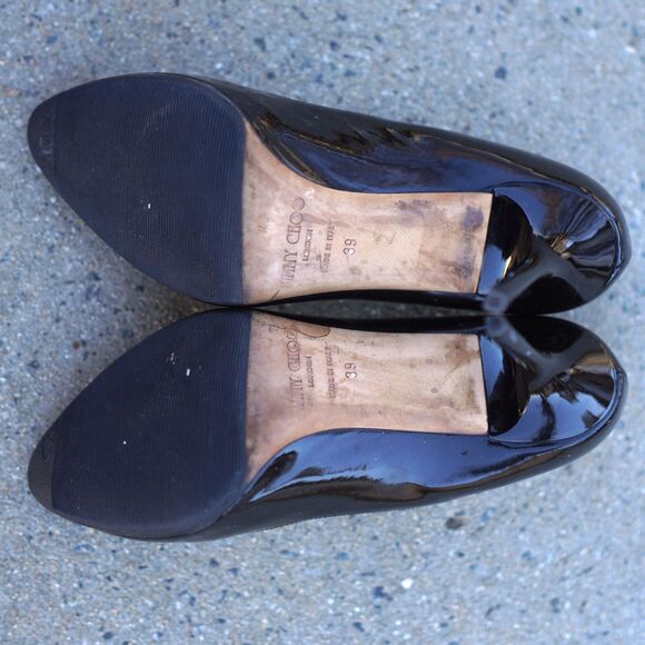 Jimmy Choo Gilbert Patent Leather Pumps Black Size 39 Italy Classic Heels Repair - Picture 8 of 12